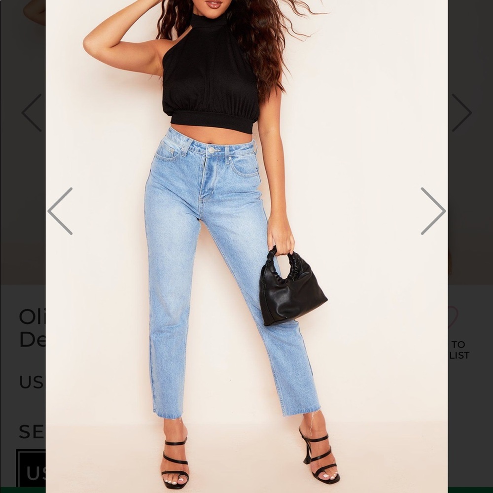 Miss Empire Raw Hem Denim Mom Jeans size 2